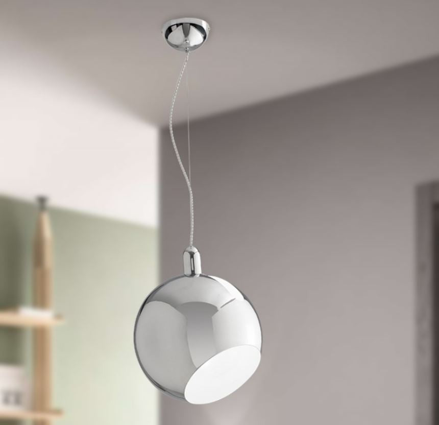 Sospensione in metallo cromo sfera orientabile 1XE27 non incl. D.30cm NARCISO