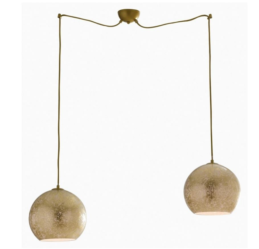 Sospensione vetro decoro foglia oro cavo tessuto oro 2XE27 non incl. VANITY