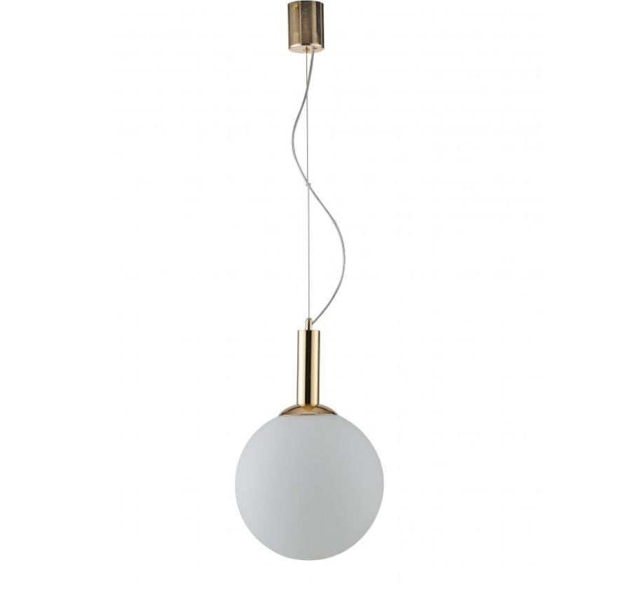 Sospensione sfera vetro opale struttura oro lucido D.30cm 1XE27 non incl. HERA