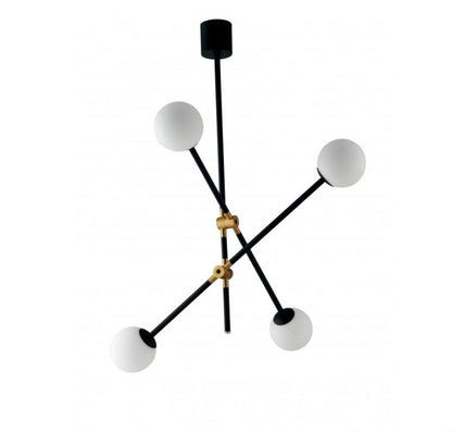 Sospensione steli orientabili metallo nero-oro sfere vetro opale 4XE14 non incl. ANTITESI