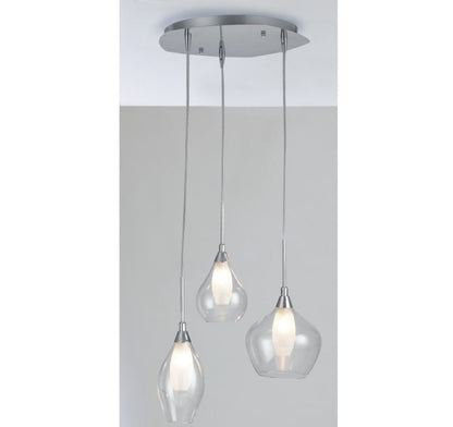 Sospensione in vetro trasparente e bianco satinato struttura in metallo cromo 3XG9 non incl. SKYLINE/S3