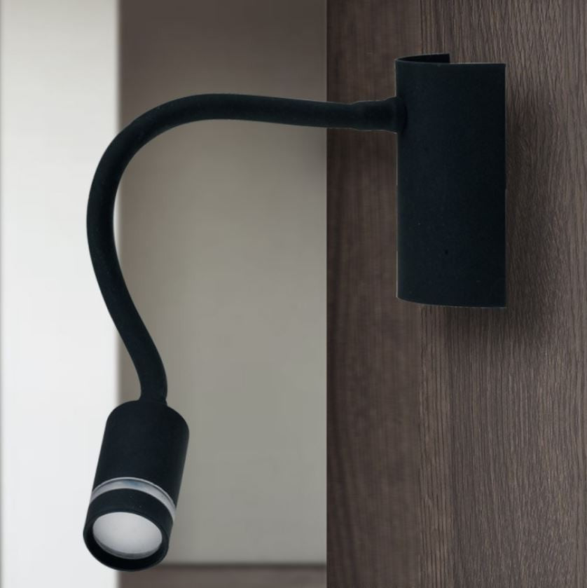 Applique LED flessibile metallo bianco-nero-cromo 4W 3000°k luce calda 220lm KEPLER