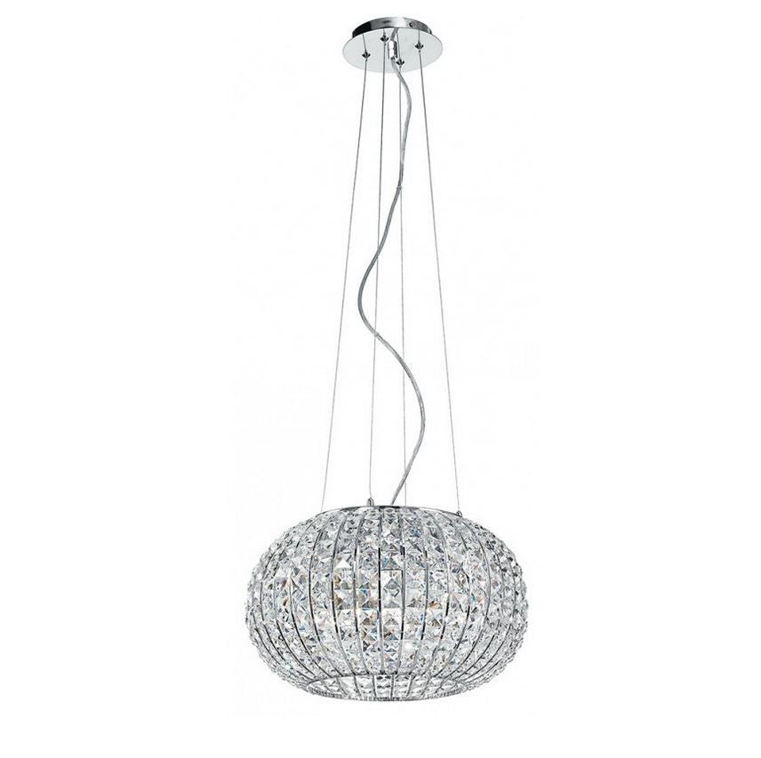 Sospensione in metallo cromo cristalli K9 D.45cm 5XE27 non incl. CONCERT