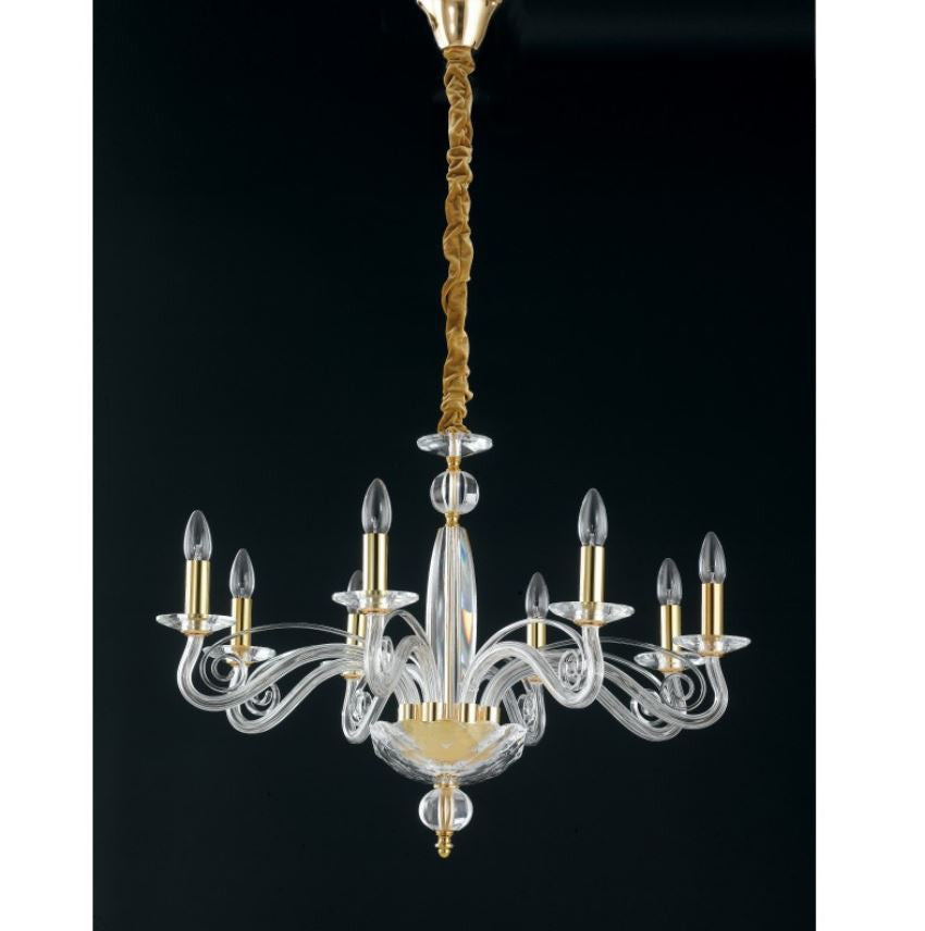Sospensione 8 luci in cristallo finitura oro 8XE14 non incl. EPOQUE