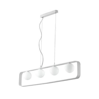 Sospensione 4 luci struttura metallo bianco sfere vetro opale 4XG9 non incl. ROXY