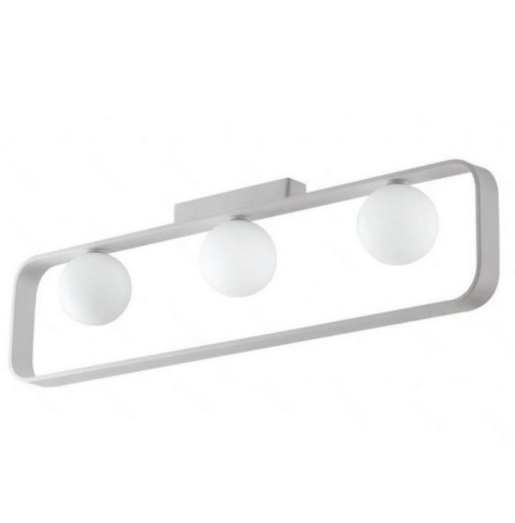 Plafoniera 3 luci struttura metallo bianco sfere vetro opale 3XG9 non incl. ROXY