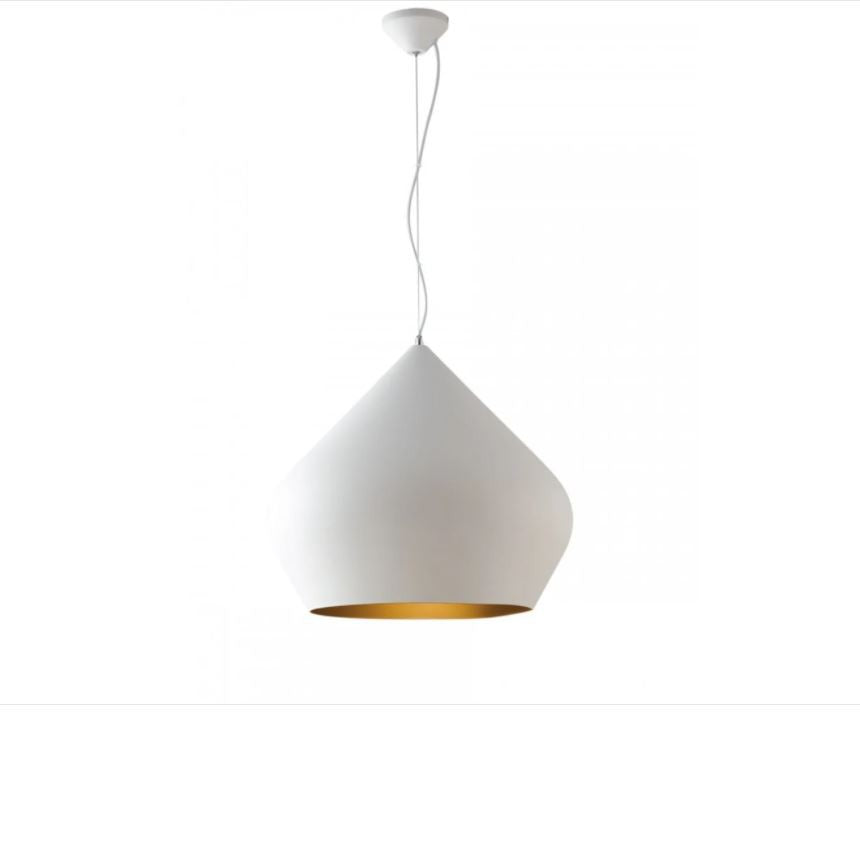 Sospensione metallo bianco interno oro satinato 1XE27 non incl. D.52cm THOLOS