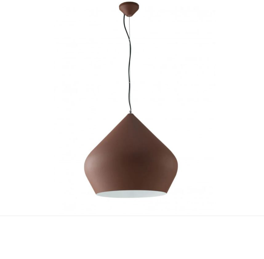 Sospensione in Metallo Effetto Corten con Interno Bianco Ø52cm Attacco E27 Cavo Regolabile | Luce Ambiente Design THOLOS