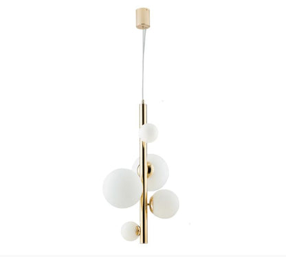Sospensione 5 luci sfera vetro opale struttura oro lucido 5XG9 non incl. HERA