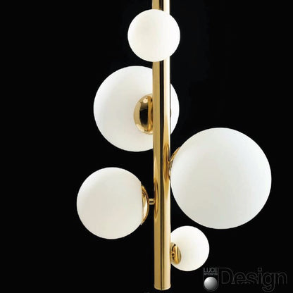 Sospensione 5 luci sfera vetro opale struttura oro lucido 5XG9 non incl. HERA