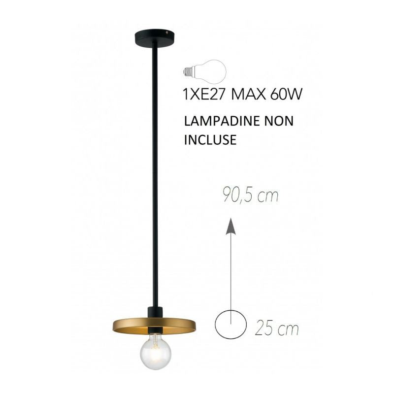 Sospensione in metallo oro-nero circolare 1XE27 non incl. TWIGA