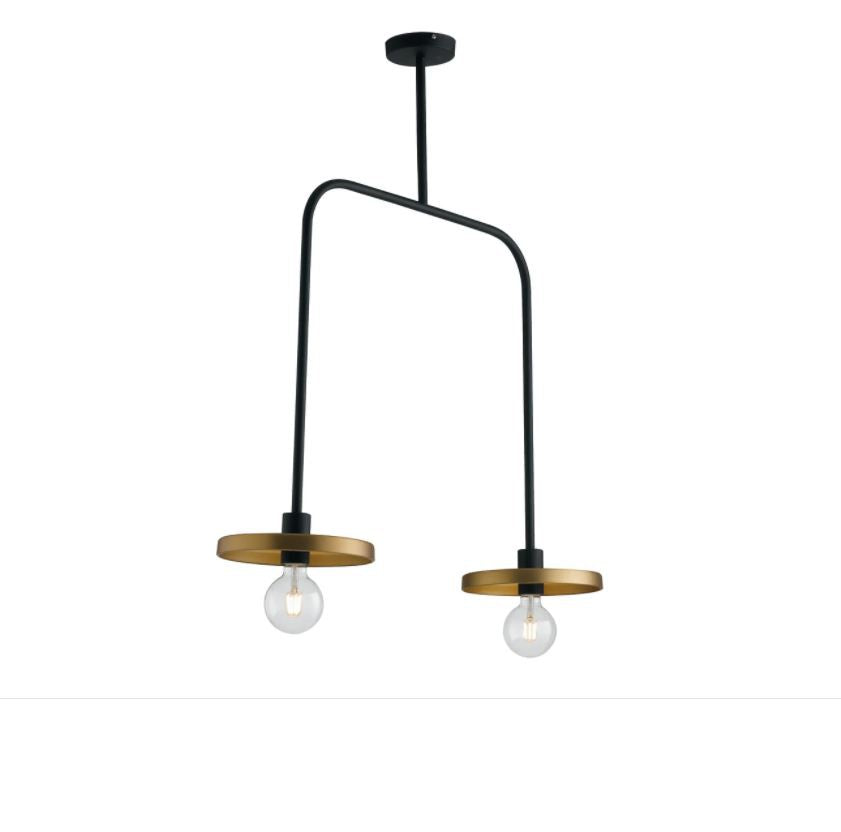 Sospensione 2 luci in metallo oro-nero circolare 2XE27 non incl. TWIGA