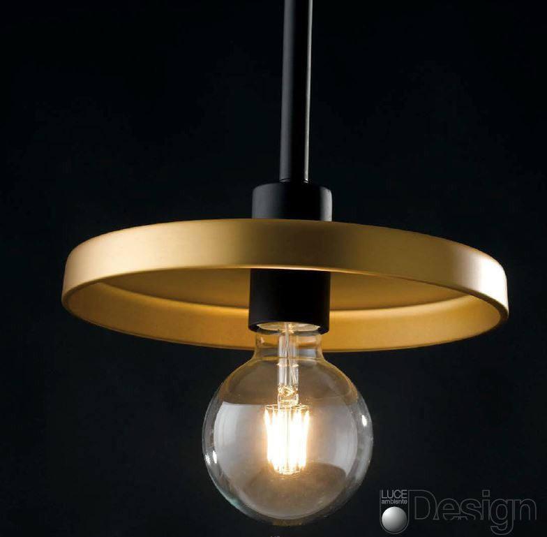Sospensione 2 luci in metallo oro-nero circolare 2XE27 non incl. TWIGA