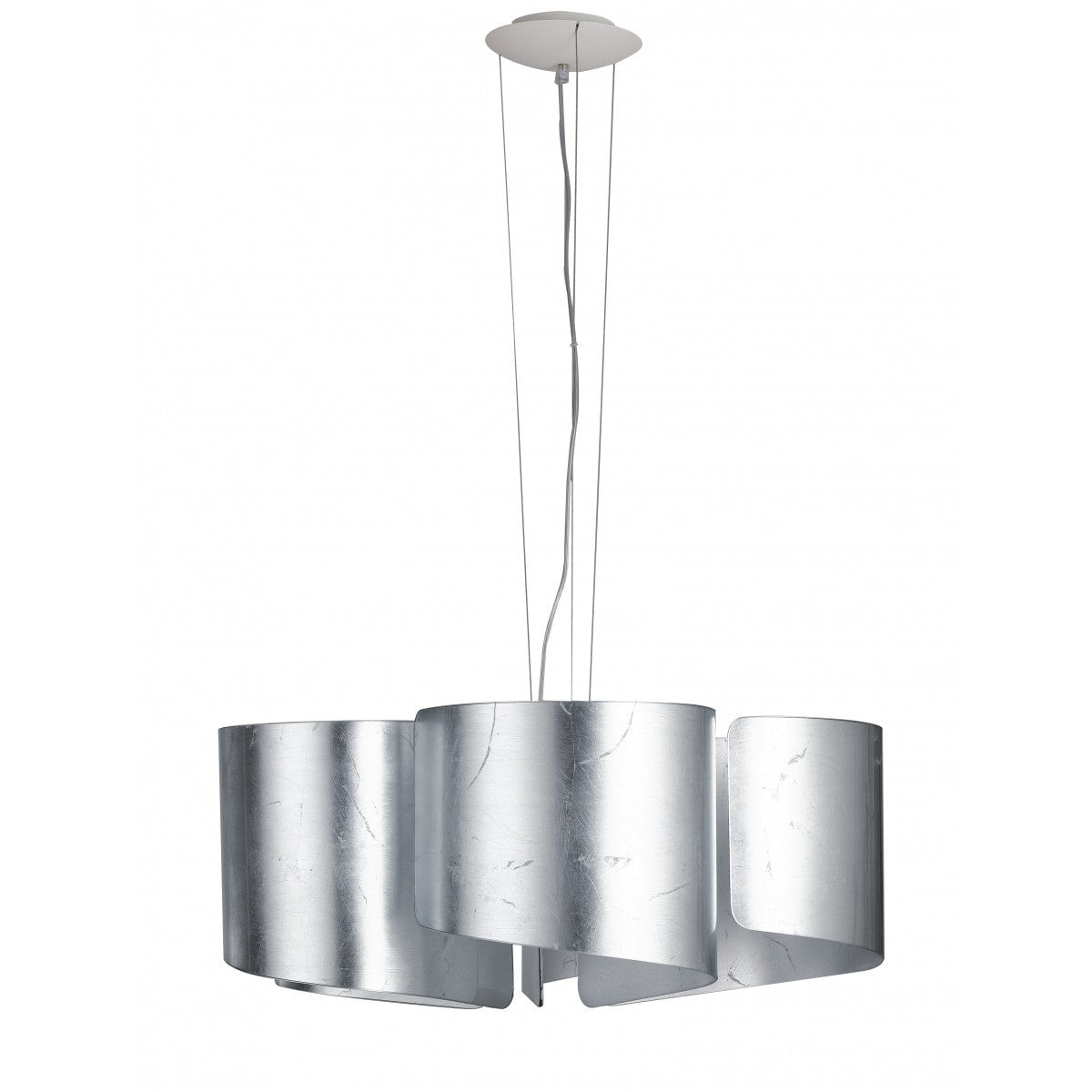 Sospensione 5 luci vetro curvo oro-argento struttura in alluminio 5XE27 non incl. IMAGINE