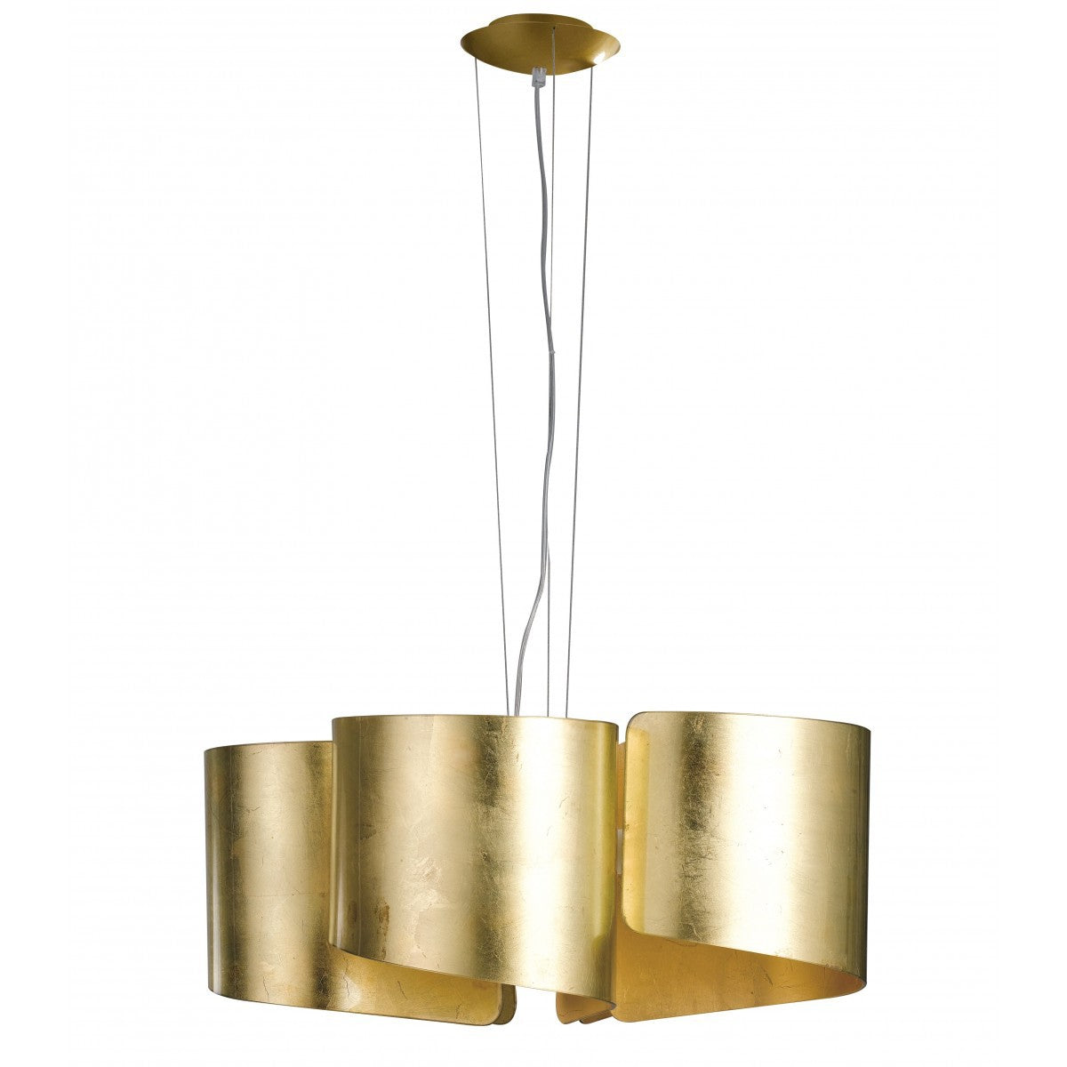 Sospensione 5 luci vetro curvo oro-argento struttura in alluminio 5XE27 non incl. IMAGINE