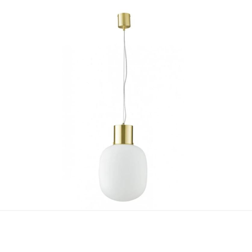 Sospensione in vetro opale struttura metallo oro satinato 1XE27 non incl. D.30cm FELLINI