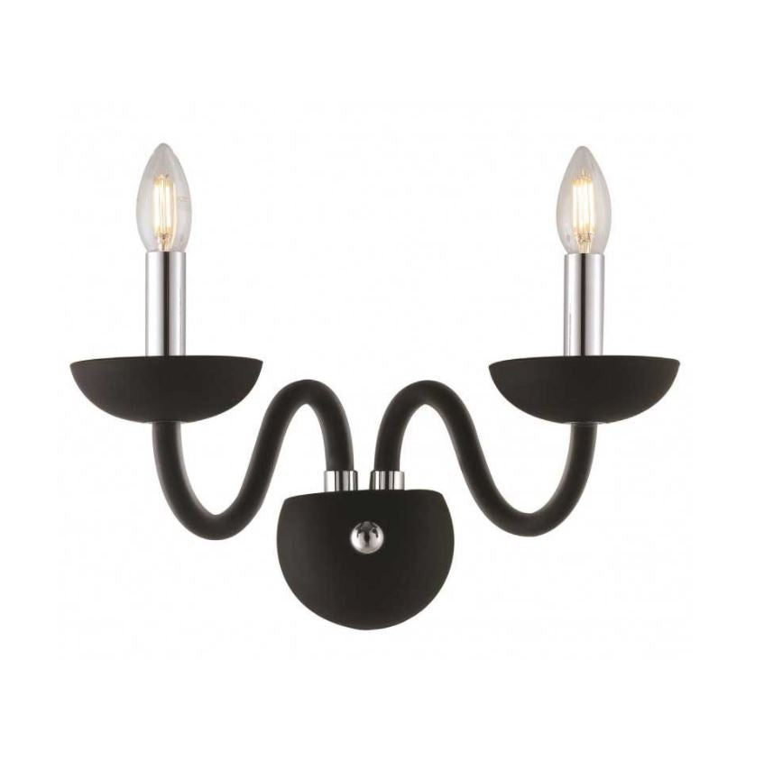 Applique 2 luci in vetro soffiato nero o bianco struttura cromo 2XE14 non incl. ALFIERE