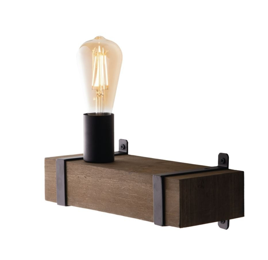 Applique struttura in legno finiture metallo nero 1XE27 non inc. TEXAS