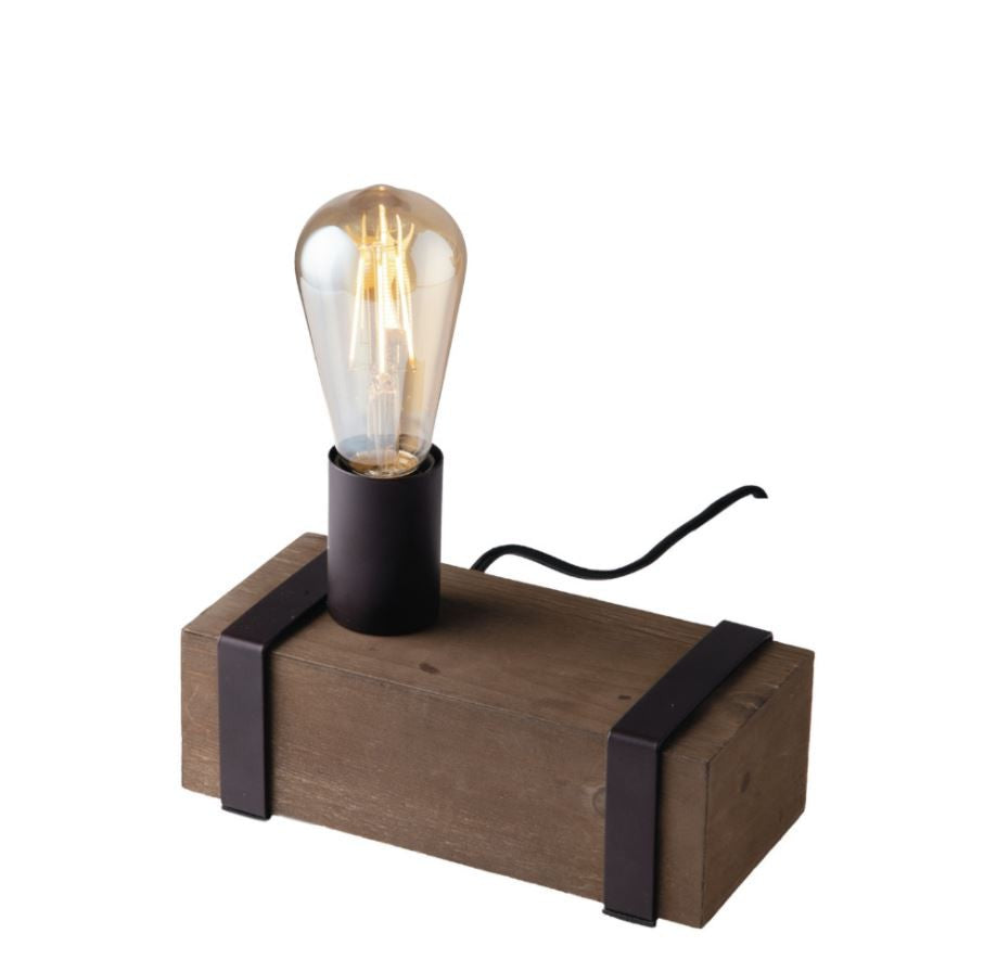 Lume struttura in legno finiture metallo nero 1XE27 non inc. TEXAS