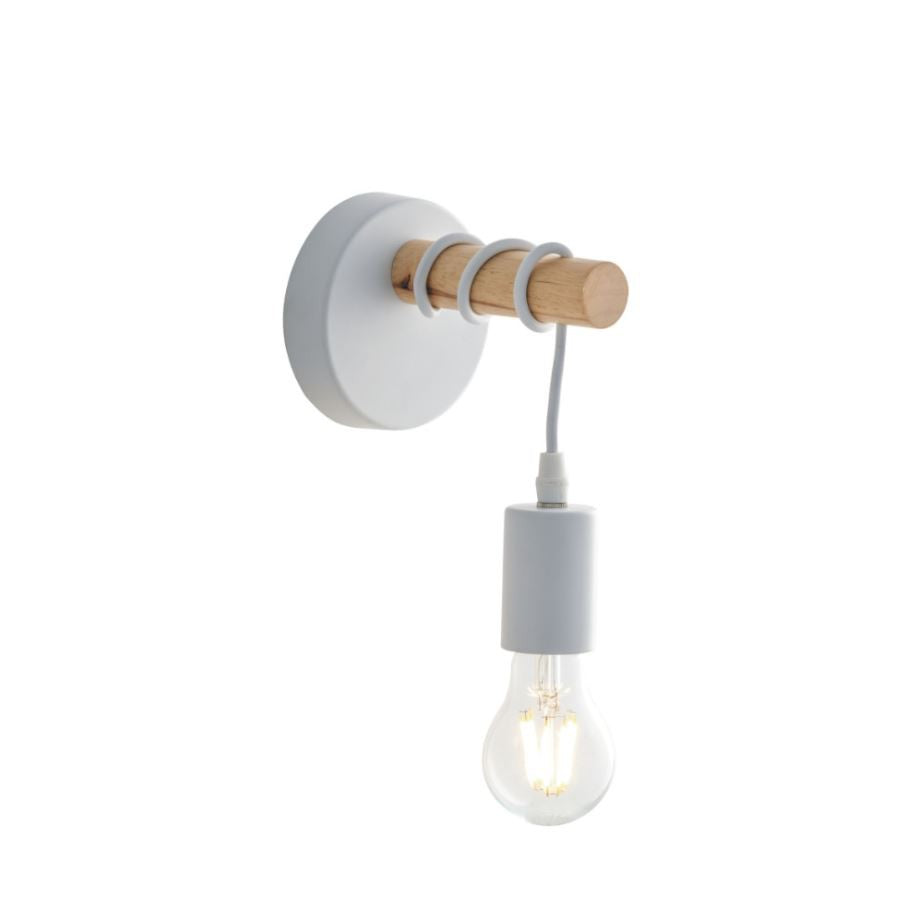 Applique struttura legno naturale montatura metallo bianco 1XE27 non incl. ARIZONA