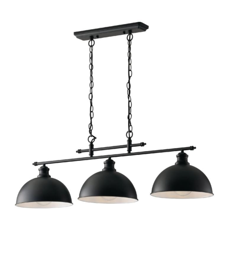 Sospensione 3 luci metallo nero opaco diffusore interno bianco lucido 3XE27 non incl. CHARLESTON