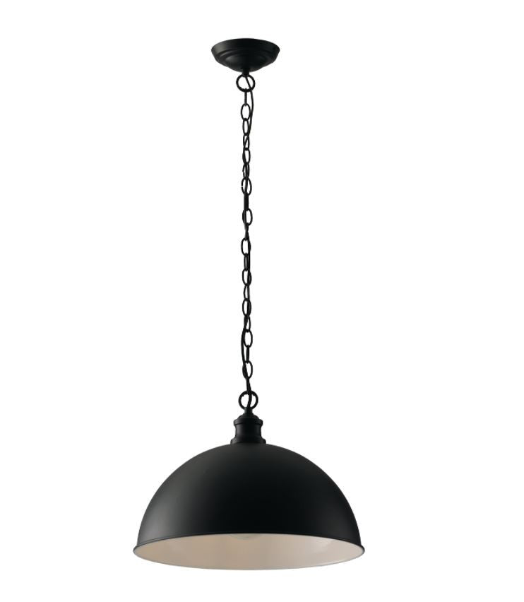 Sospensione metallo nero opaco diffusore interno bianco lucido 1XE27 non incl. CHARLESTON