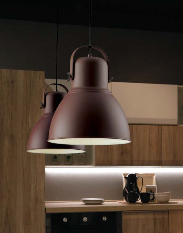 Sospensione metallo corten interno bianco rifiniture rame 1XE27 D.32cm non incl. LEGEND