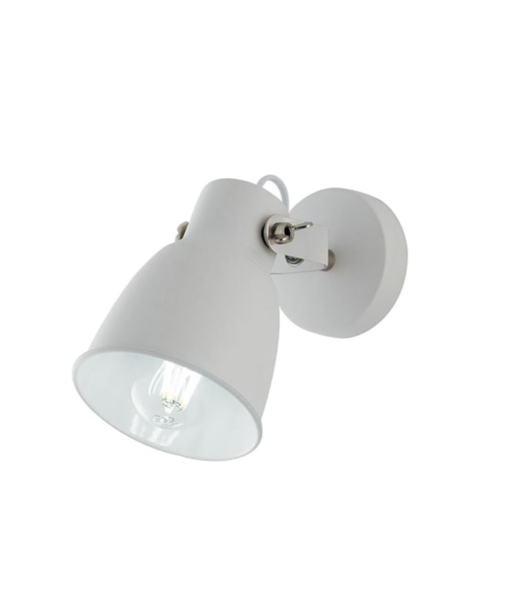 Applique metallo bianco rifiniture nichel 1XE27 spot orientabile non incl. LEGEND