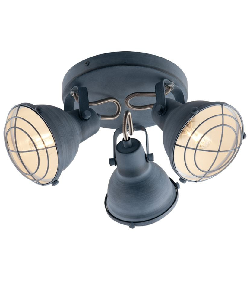 Plafoniera 3 luci metallo grigio pietra interno bianco lucido spot orientabile 3XE14 non incl. CUBA