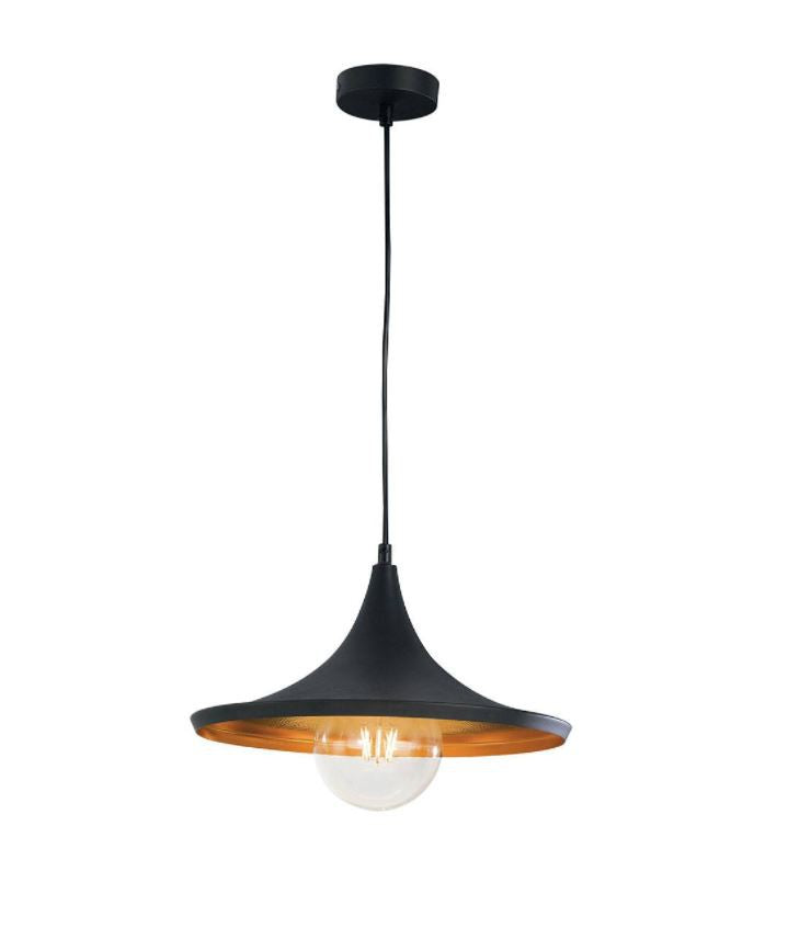 Sospensione metallo nero con interno oro 1XE27 non incl. D.35cm BRODWAY