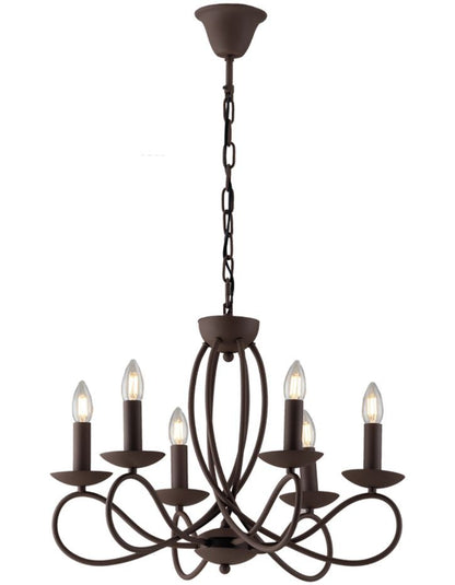 Sospensione 6 luci metallo corten 6XE14 non incl. GINEVRA
