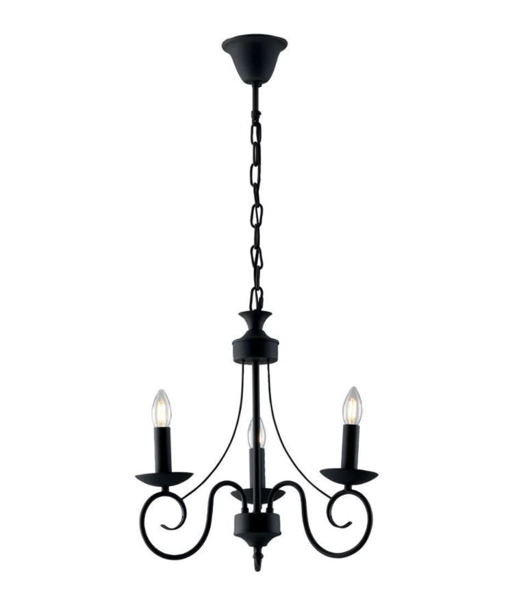 Sospensione rustica 3 luci forme arricciate metallo antracite 3XE14 non incl. BEATRICE