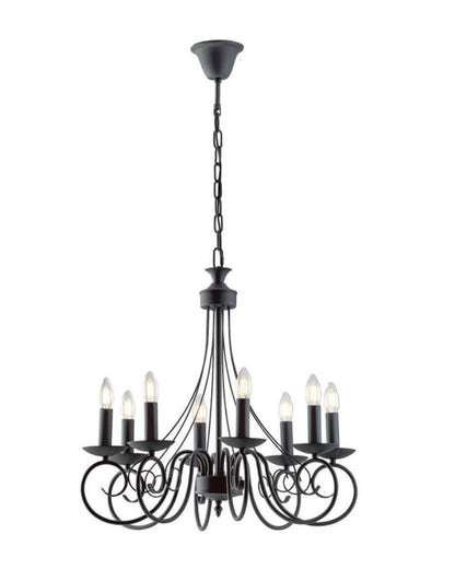 Sospensione rustica 8 luci forme arricciate metallo antracite 8XE14 non incl. BEATRICE