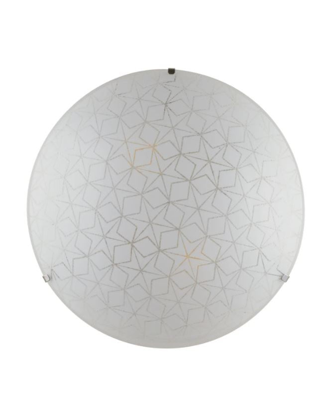 Plafoniera in vetro bianco con stelle in graniglia e ganci cromo D.40cm 3XE27 non incl. ESAGRAM