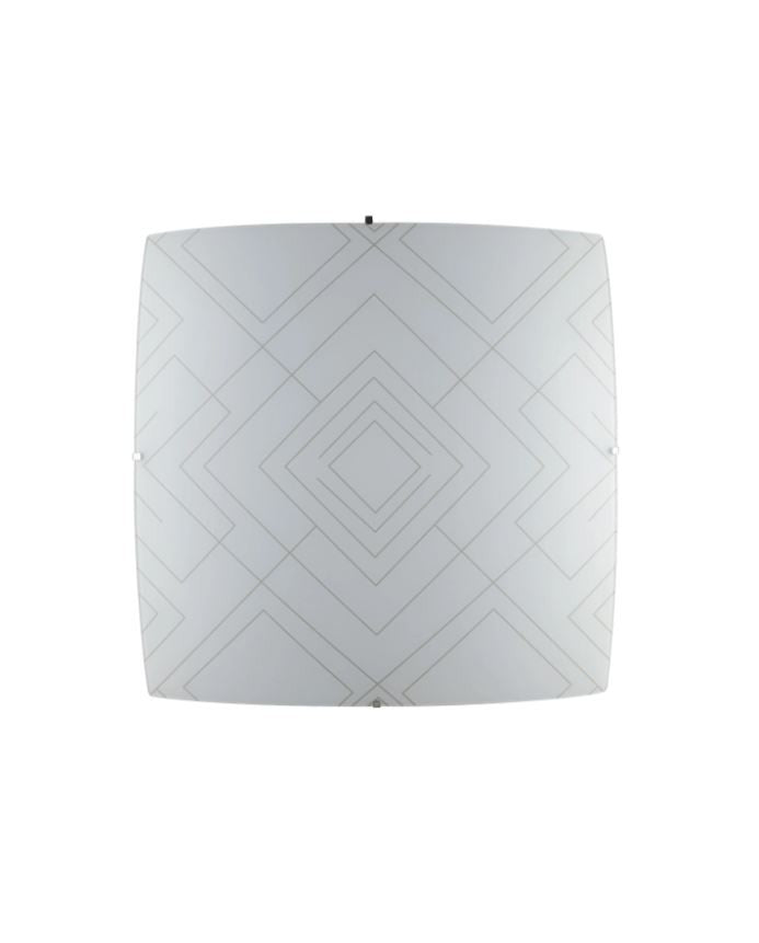 Plafoniera in vetro bianco lucido con decori romboidali in grigio 50x50cm 4XE27 non incl. VECTOR