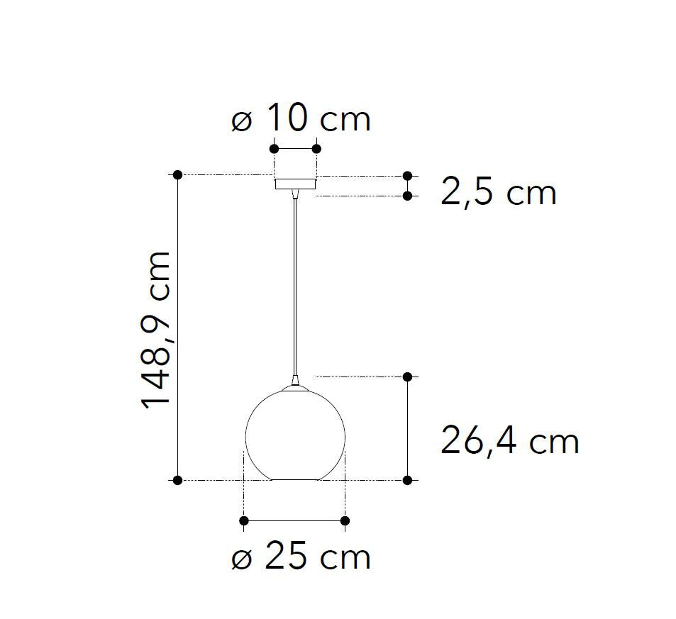 Sospensione sfera in vetro sfumato rame-oro struttura metallo nero 1XE27 non incl. d.25cm MARTE-S25