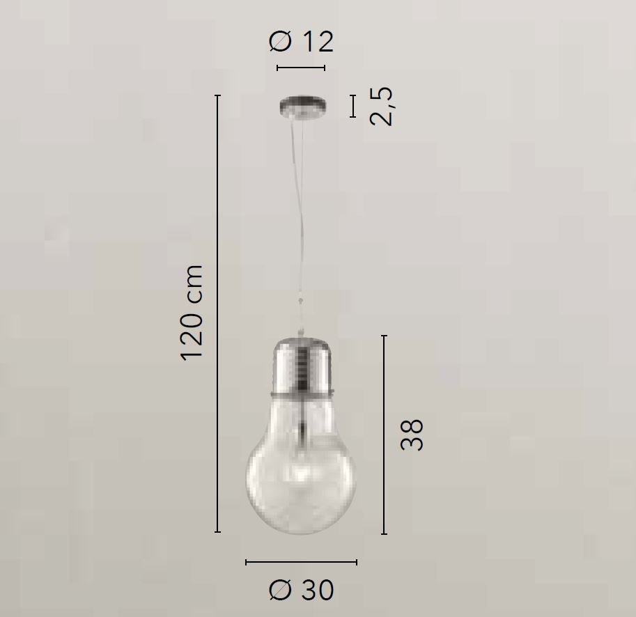 Sospensione LAMPADINA D.30 – Vetro Trasparente a Forma di Lampadina con Fili in Alluminio | 1xE27 | Stile Vintage