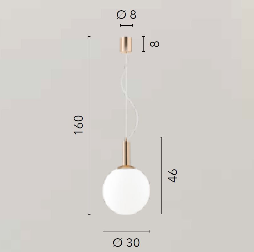 Sospensione sfera vetro opale struttura oro lucido D.30cm 1XE27 non incl. HERA