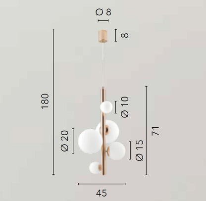 Sospensione 5 luci sfera vetro opale struttura oro lucido 5XG9 non incl. HERA