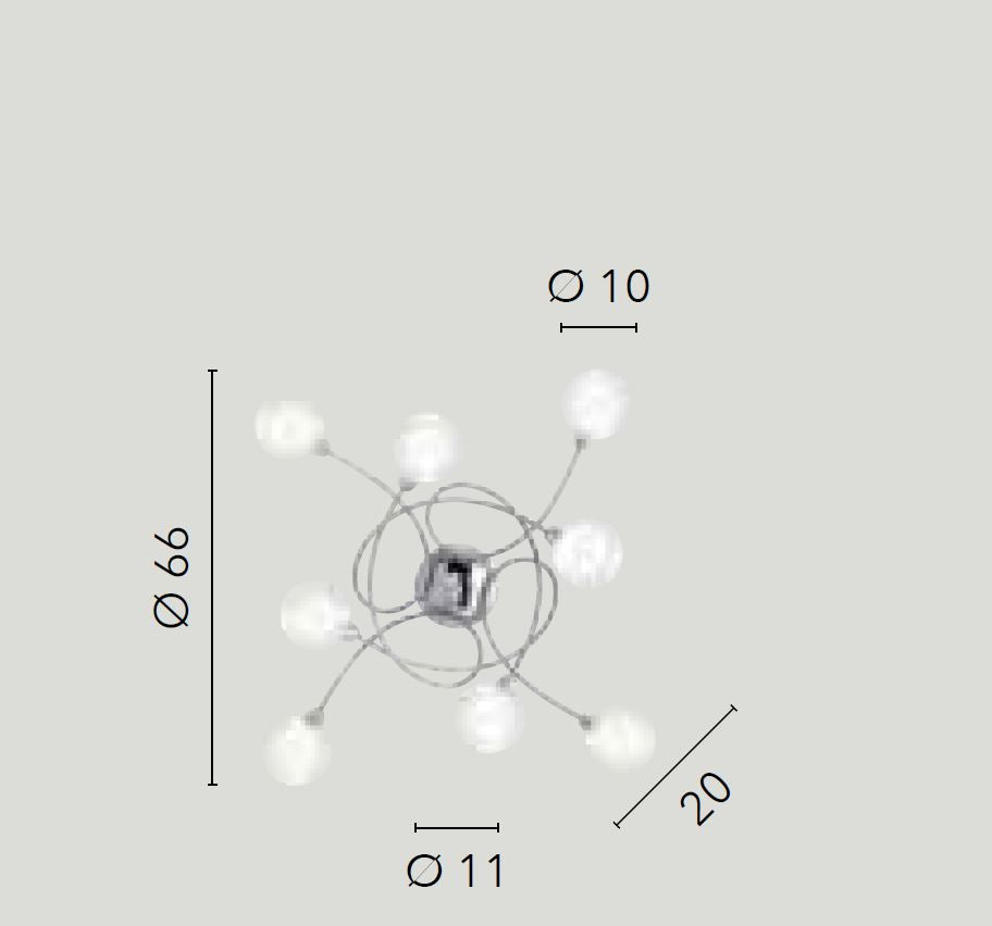 Plafoniera 8 luci sfere doppio vetro struttura metallo cromato 8XG9 non incl. BLOG