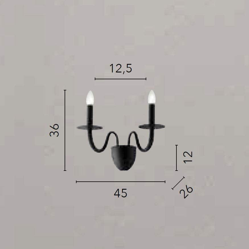 Applique 2 luci in metallo nero o bianco-oro 2XE14 non incl. ARMSTRONG