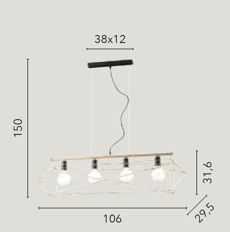 Sospensione dal design geometrico metallo bianco o nero-oro 4XE27 non incl. ABRAXAS