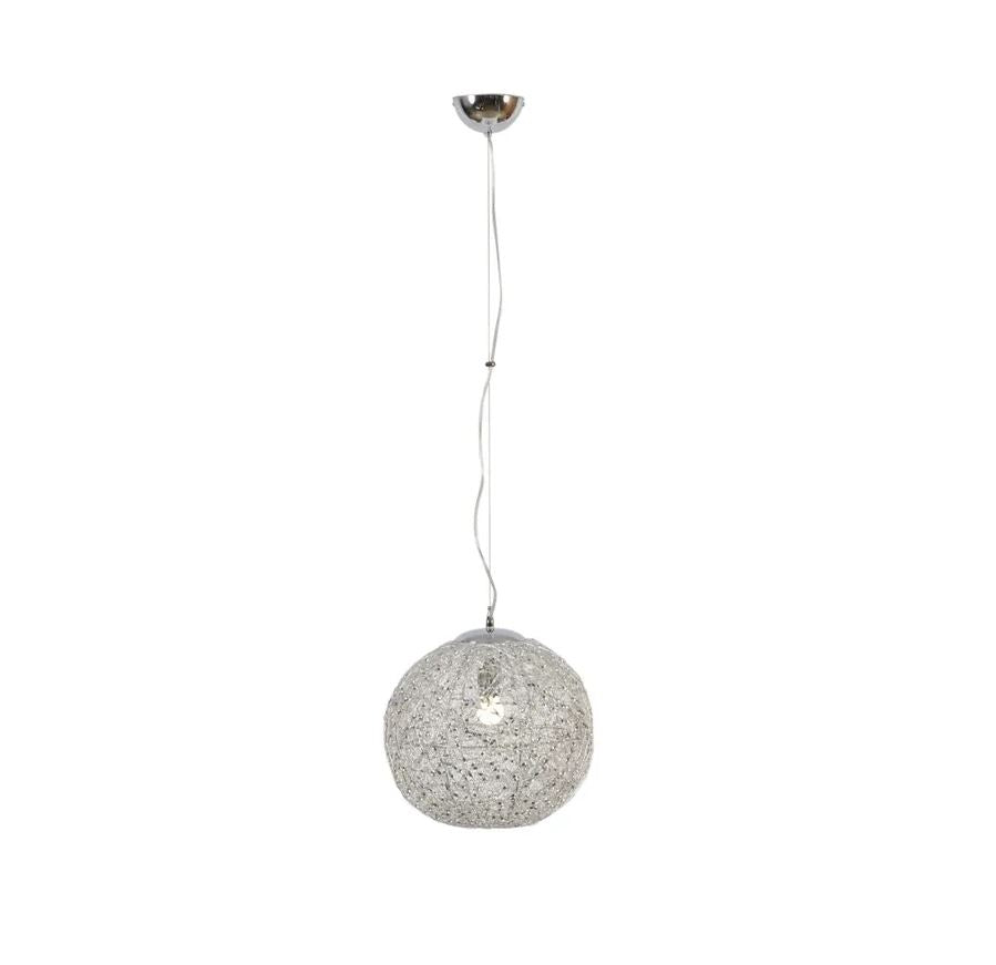 Sospensione sfera alluminio cromo con cristalli K9 D.35cm 1XE27 non incl. ASTRA
