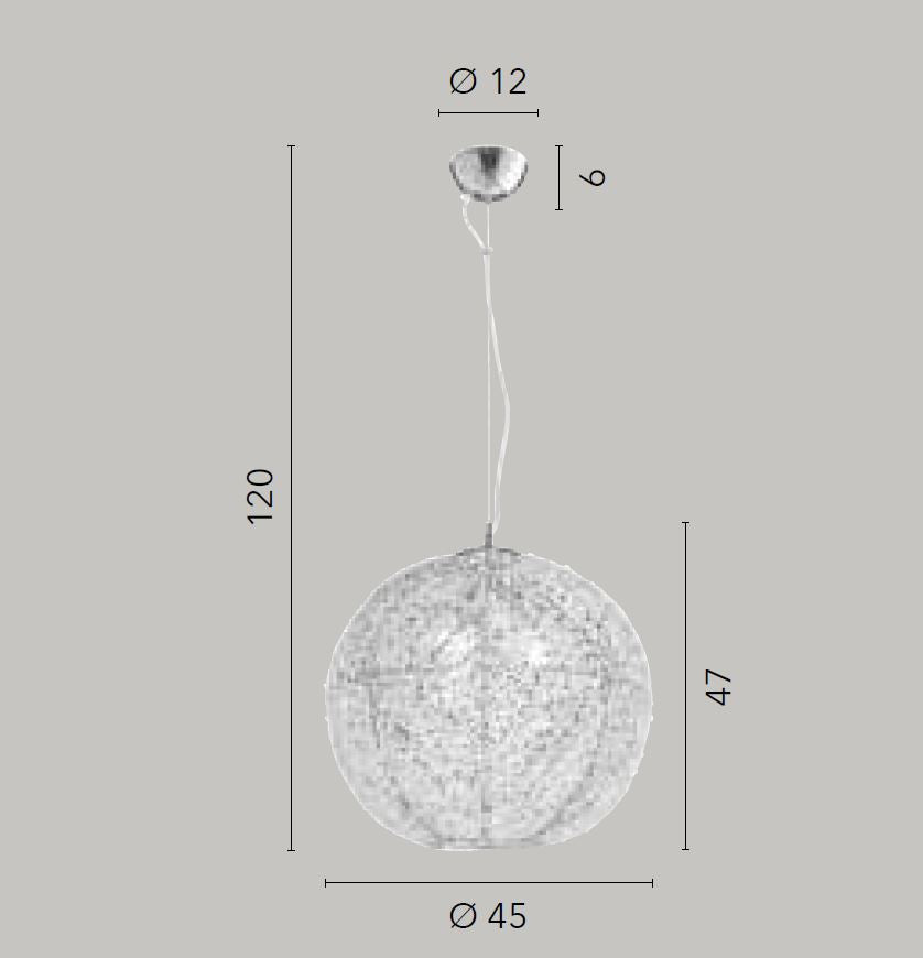 Sospensione sfera alluminio cromo con cristalli K9 D.45cm 3XE27 non incl. ASTRA