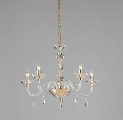 Sospensione 5 luci in cristallo finitura oro 5XE14 non incl. RIFLESSO