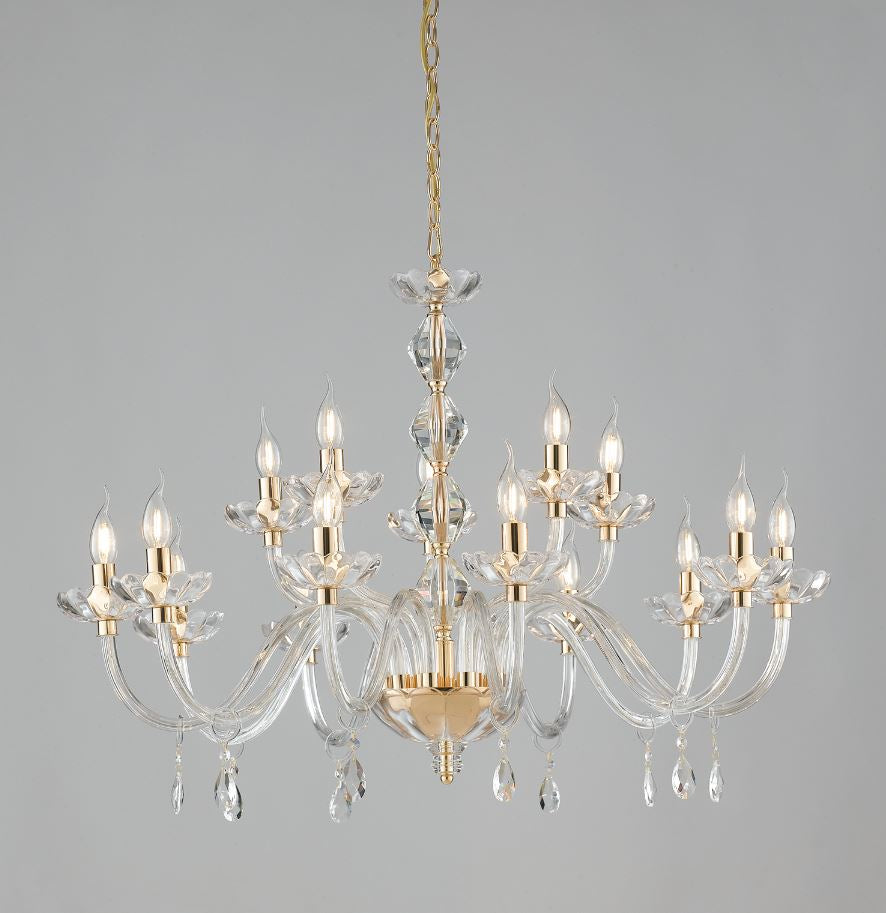 Sospensione 15 luci in cristallo finitura oro 15XE14 non incl. RIFLESSO