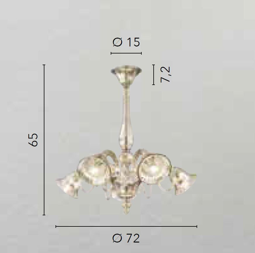 Sospensione 5 luci vetro soffiato champagne 5XE14 non incl. POSEIDON
