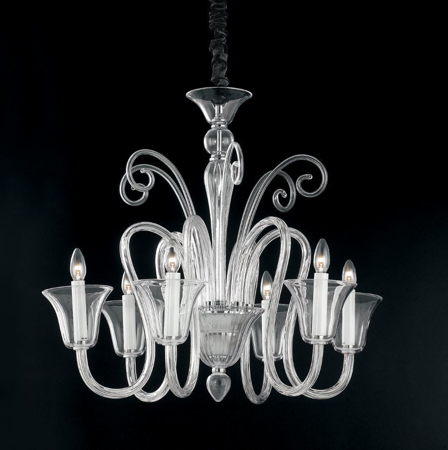 Sospensione 6 luci vetro extra chiaro finiture cromo 6XE14 non incl. PALACE
