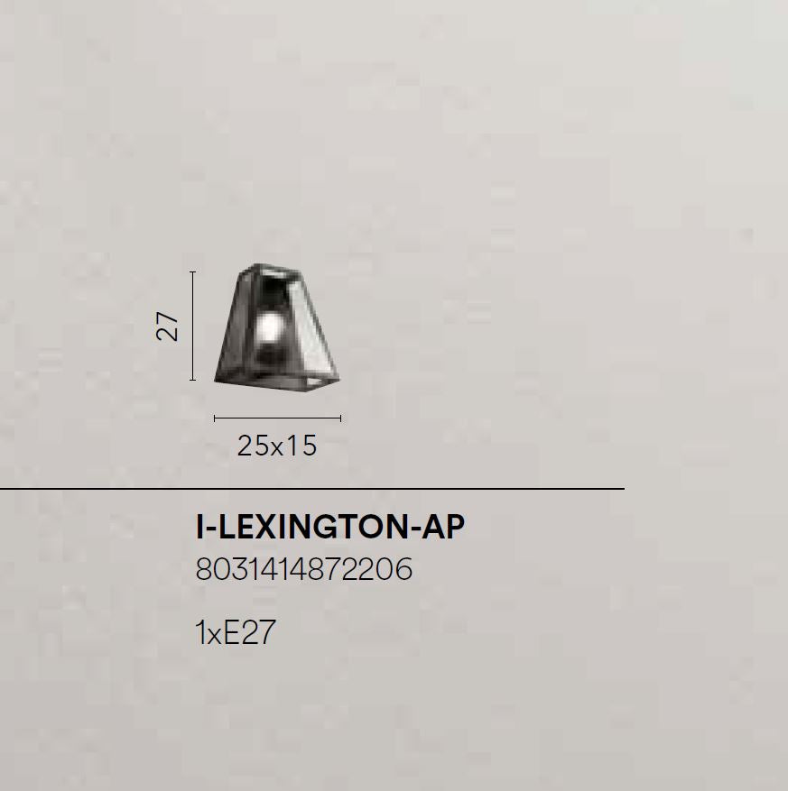 Applique metallo nero diffusore vetro temperato 1XE27 non incl. LEXINGTON