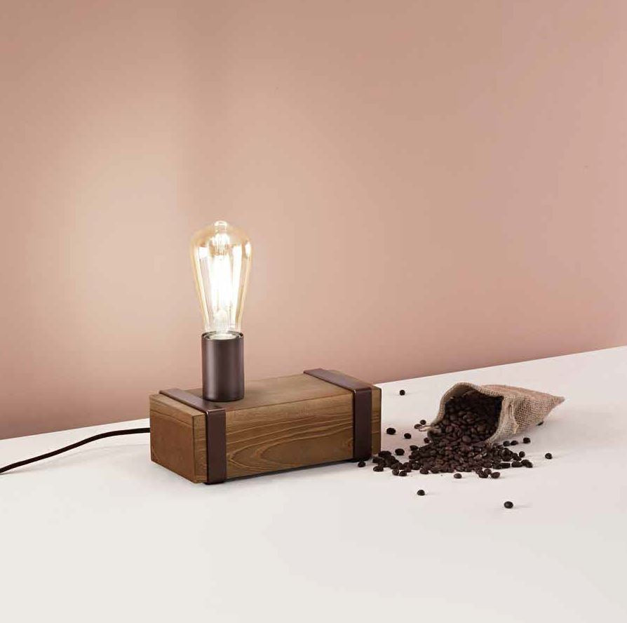 Lume struttura in legno finiture metallo nero 1XE27 non inc. TEXAS